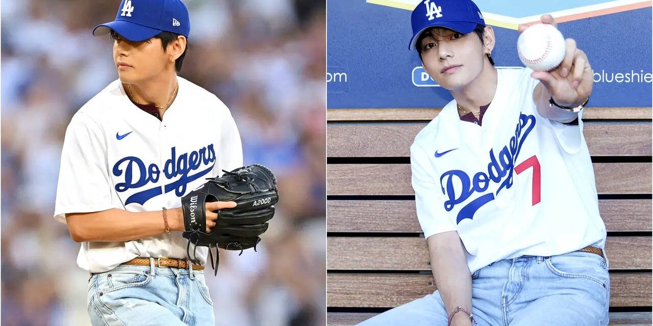 V BTS Terpilih Melakukan Lemparan Pertama Di LA Dodgers