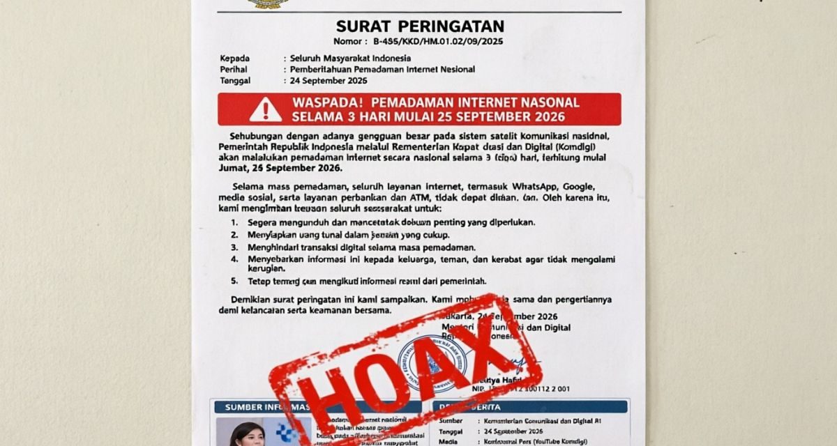 Waspada Surat Palsu Berisi Isu Pemadaman Internet Nasional